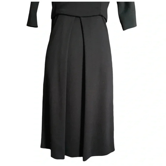 BROOKS BROTHERS | Classic Black Single Pleat A-Line Midi Sheath Dress Size 0 - Picture 6 of 10